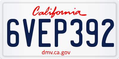 CA license plate 6VEP392