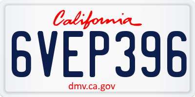 CA license plate 6VEP396