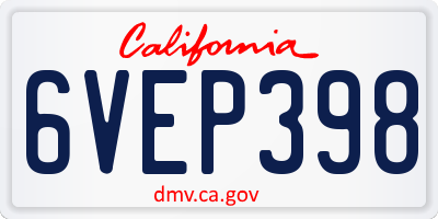 CA license plate 6VEP398