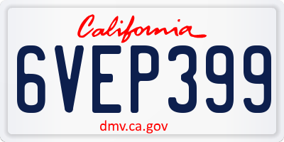 CA license plate 6VEP399