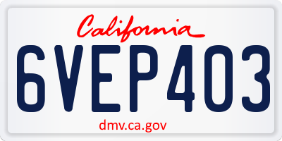 CA license plate 6VEP403