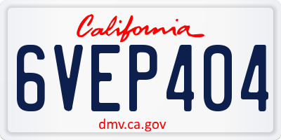 CA license plate 6VEP404