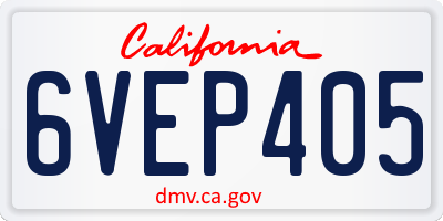 CA license plate 6VEP405