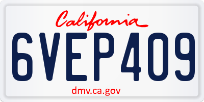 CA license plate 6VEP409