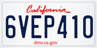 CA license plate 6VEP410