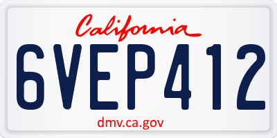 CA license plate 6VEP412