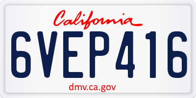 CA license plate 6VEP416
