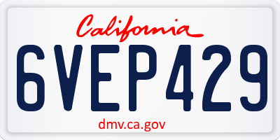 CA license plate 6VEP429