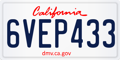 CA license plate 6VEP433