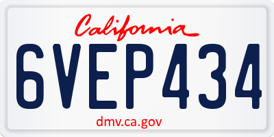 CA license plate 6VEP434