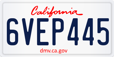 CA license plate 6VEP445