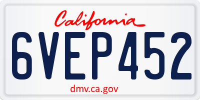 CA license plate 6VEP452