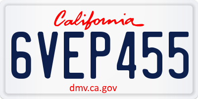 CA license plate 6VEP455