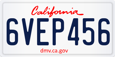 CA license plate 6VEP456