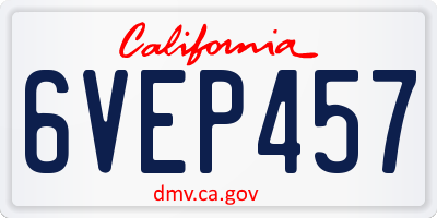 CA license plate 6VEP457