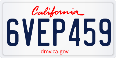 CA license plate 6VEP459