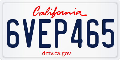 CA license plate 6VEP465