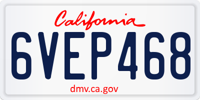 CA license plate 6VEP468