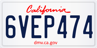 CA license plate 6VEP474