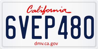 CA license plate 6VEP480