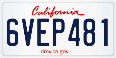CA license plate 6VEP481