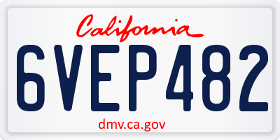 CA license plate 6VEP482