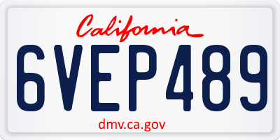 CA license plate 6VEP489