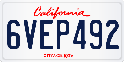 CA license plate 6VEP492