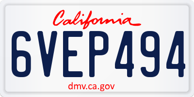 CA license plate 6VEP494