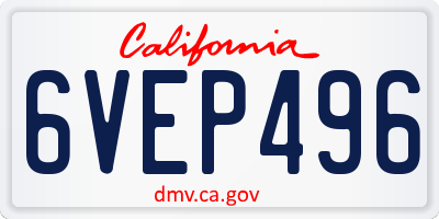 CA license plate 6VEP496