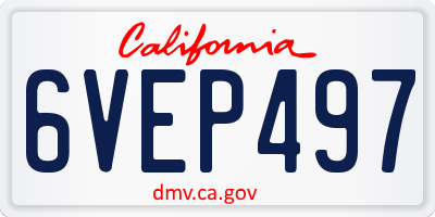 CA license plate 6VEP497