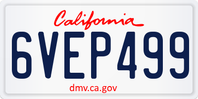 CA license plate 6VEP499