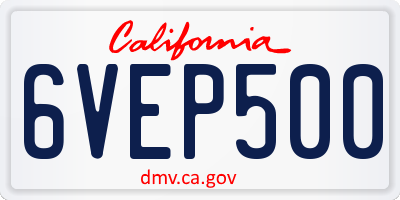CA license plate 6VEP500