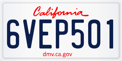 CA license plate 6VEP501