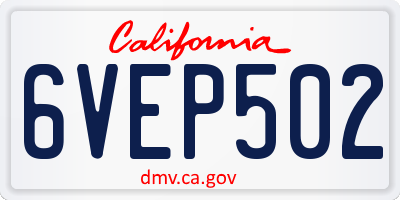 CA license plate 6VEP502