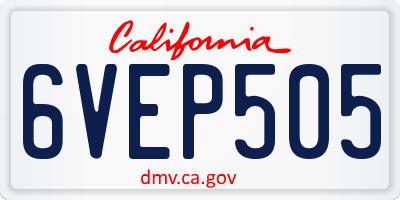 CA license plate 6VEP505
