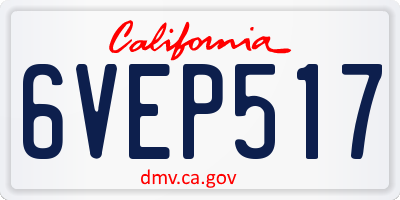 CA license plate 6VEP517