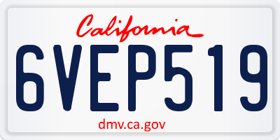 CA license plate 6VEP519