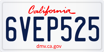CA license plate 6VEP525