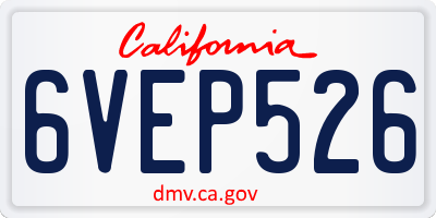 CA license plate 6VEP526