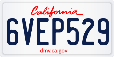 CA license plate 6VEP529