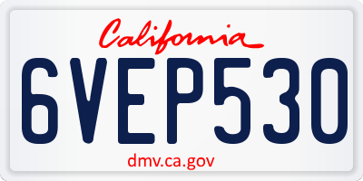 CA license plate 6VEP530