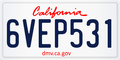 CA license plate 6VEP531
