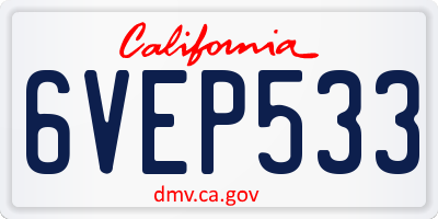 CA license plate 6VEP533