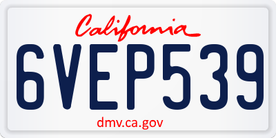 CA license plate 6VEP539