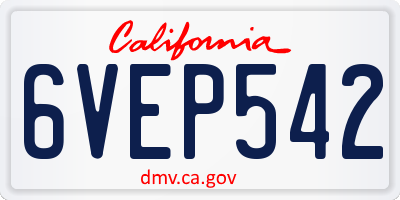 CA license plate 6VEP542