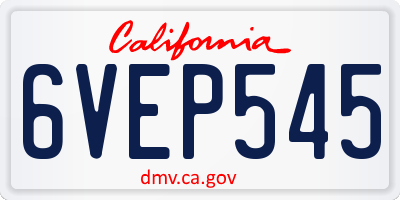 CA license plate 6VEP545
