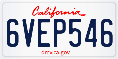 CA license plate 6VEP546