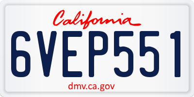CA license plate 6VEP551