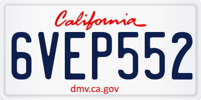 CA license plate 6VEP552